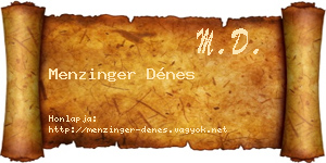 Menzinger Dénes névjegykártya